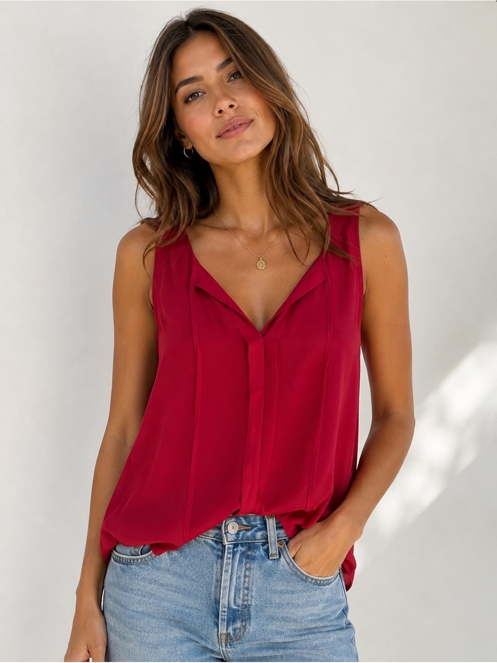 Monteau Los Angeles|Red Blouse|Large